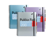 Špirálový zošit, A4+, linajkový, 100 listov, PUKKA PAD "Metallic Project Book", mix farieb