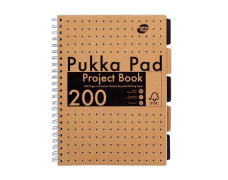 Špirálový zošit, A4, linajkový, 100 listov, PUKKA PAD "Kraft project book"