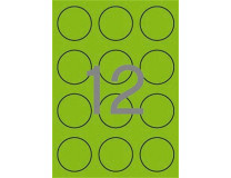 Etikety, okrúhle, priemer: 60 mm, farebné, APLI, neónové zelené, 240 etikiet/bal