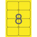 Etikety, 99,1x67,7 mm, farebné, zaoblené rohy, APLI, neónové žlté, 160 etikiet/bal