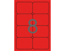 Etikety, 99,1x67,7 mm, farebné, zaoblené rohy, APLI, neónové červené, 160 etikiet/bal