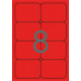 Etikety, 99,1x67,7 mm, farebné, zaoblené rohy, APLI, neónové červené, 160 etikiet/bal