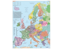 Nástenná mapa, 100x140 cm, kovová lišta, Európa, smerové čísla, STIEFEL - výrobok v AJ a NJ