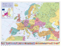 Nástenná mapa, 70x100cm, kovová lišta, Európske krajiny a Európska únia, STIEFEL- výrobok v MJ