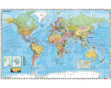 Nástenná mapa, 136x96 cm, kovová lišta, Krajiny sveta, STIEFEL - výrobok v AJ