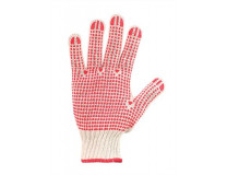 Ochranné rukavice, polyester/bavlna, s protišmykovými bodkami