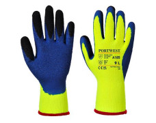 Ochranné rukavice, latex, veľkosť: L "Duo-Therm", žlté-modré