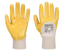 Ochranné rukavice, nitril, na dlani namočené, veľkosť: XL, žlté