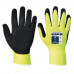 Ochranné rukavice, nylonové, latexová pena, máčaná dlaň, veľ. L, "Hi-Vis Grip", žltá