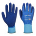 Ochranné rukavice, latexové, latexová pena, máčaná dlaň, veľ. S, "Liquid Pro", modrá