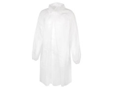 Návštevnícky plášť, jednorazový, polypropylén, suchý zips, veľkosť: XL, biely