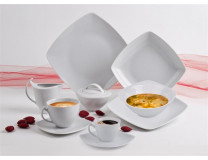 Plytký tanier, porcelán, hranatý,  25 cm, ROTBERG, "Quadrate", biely