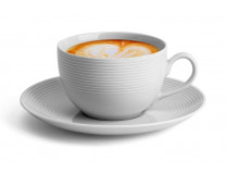 Kávová šálka + podšálka, porcelán, 25 cl, 6 ks, ROTBERG, "Elegante", biela