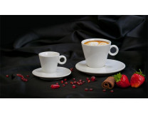Cappuccino šálka + podšálka, 220 ml, 6 ks/bal, biela, "CoffeeTime"
