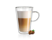 Hrnček na latte alebo čaj, dvojstenné sklo, 310ml, "Thermo"