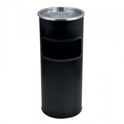 Odpadkový kôš, kovový, ohňovzdorný, s vyberateľným popolníkom, 25x58 cm, čierna