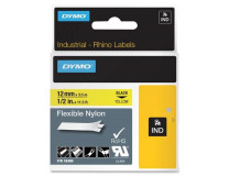 Páska do štítkovača, flexibilná ID, 12 mm x 3,5 m, DYMO "Rhino", žltá-čierna