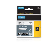 Páska do štítkovača, flexibilná ID, 12 mm x 3,5 m, DYMO "Rhino", biela-čierna