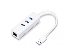USB ethernetový sieťový adaptér s USB hubom, 3 porty, USB 3.0, TP-Link "UE330"