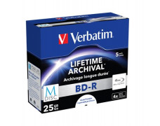 BD-R BluRay disk, archivačný, potlačiteľný, M-DISC, 25GB, 4x, 1 ks, klasický obal, VERBATIM