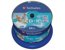 CD-R disk, potlačiteľný, matný, no-ID, AZO, 700MB, 52x, 50 ks, cake box, VERBATIM