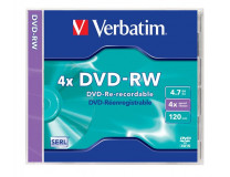 DVD-RW disk, prepisovateľný, 4,7GB, 4x, 1 ks, klasický obal, VERBATIM