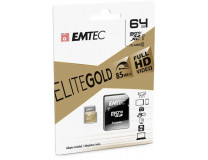 Pamäťová karta, microSDXC, 64GB, UHS-I/U1, 85/20 MB/s, adaptér, EMTEC "Elite Gold"