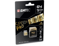 Pamäťová karta, microSDXC, 64GB, UHS-I/U3/V30/A2, 100/95 MB/s, adaptér, EMTEC "SpeedIN"