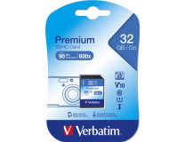 Pamäťová karta, SDHC, 32GB, C1L0/U1, 90/10 MB/s, VERBATIM "Premium"
