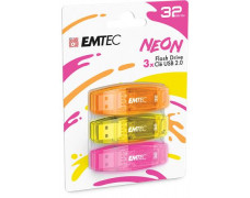 USB kľúč, 32GB, 3 ks, USB 2.0, EMTEC "C410 Neon", oranžová, žltá, ružová