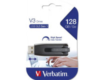 USB kľúč, 128GB, USB 3.2, 80/25 MB/sec, VERBATIM "V3", čierno-sivá