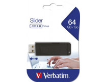USB kľúč, 64GB, USB 2.0, VERBATIM "Slider", čierny