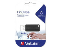 USB kľúč, 8 GB, USB 2.0, 10/4MB/sec, VERBATIM "PinStripe", čierna
