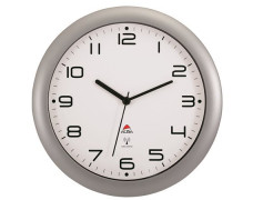 Nástenné hodiny, riadené rádiovým signálom, 30 cm, ALBA "Hornewrc", strieborná
