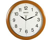 Nástenné hodiny, 33 cm,  SECCO "Sweep Second", rám s dreveným efektom