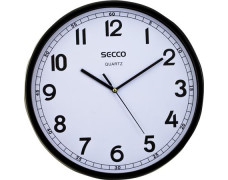 Nástenné hodiny, 29,5 cm,  čierny rám, SECCO "Sweep second"