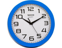 Nástenné hodiny, 24,5 cm, modrý rám, SECCO "Sweep second"