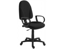 Kancelárska stolička, čalúnená, čierny podstavec, s opierkou na ruky, "1080", čierna