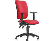 Kancelárska stolička, čalúnená, opierky, čierny podstavec, "CINQUE ASYN" červená