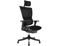 Manažérska stolička, nastaviteľné opierky rúk, sieťové operadlo, čierny podstavec, "Mirus", čierna