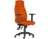 Manažérska stolička, čalúnená, čierny podstavec, vysoká chrbtová opierka, "HUFO", oranžová