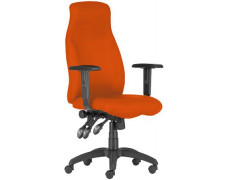 Manažérska stolička, čalúnená, čierny podstavec, vysoká chrbtová opierka, "HUFO", oranžová