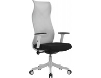 Kancelárska stolička, operadlo zo svetlošedej sieťoviny, čierne sedadlo, biely podstavec, „Avalon“