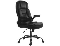 Manažérska stolička, textilná koža, sklopná lakťová opierka, "Continental", čierna