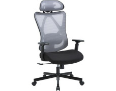 Kancelárska stolička, čalúnená, nastaviteľná opierka hlavy, "Cope", sivá