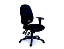 Kancelárska stolička, s nastaviteľnými opierkami, exkluzívne čierne čalúnenie, čierny podstavec, MaYAH "Energetic"