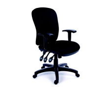 Kancelárska stolička, s opierkami, čalúnená, čierny podstavec, MaYAH "Comfort", čierna