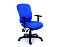 Kancelárska stolička, s opierkami, čalúnená, čierny podstavec, MaYAH "Comfort", modrá