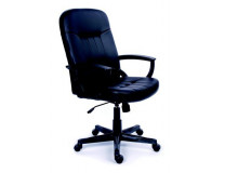 Manažérska stolička, hojdacia mechanika, čierna bonded koža, čierny podstavec, MaYAH "Boss"