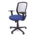 Kancelárska stolička, s opierkami rúk,  modré čalúnenie, sieťované operadlo, čierny podstavec, MaYAH "Fun"